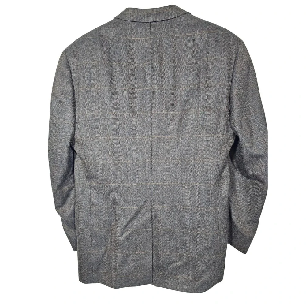 Austin Reed London Blazer 40R Brown‎ Herringbone Plaid Tailored in USA LL Bean
